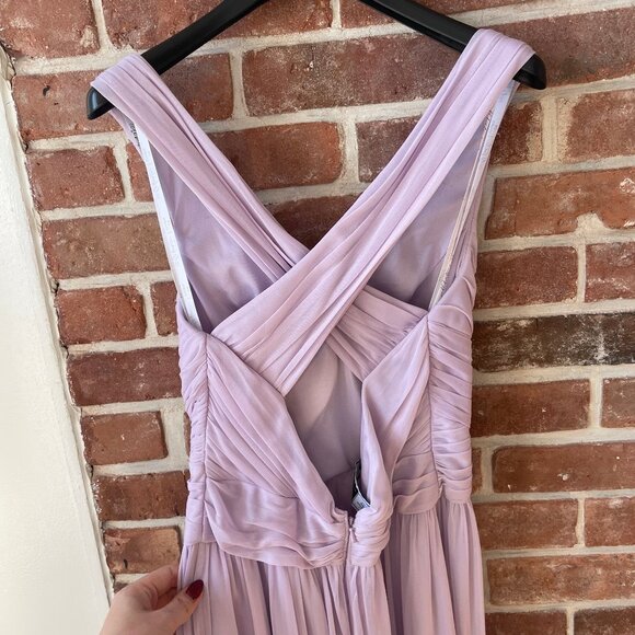 David's Bridal Bridesmaid Mesh Long Dress with Crisscross Back, Size 4 - Picture 7 of 8